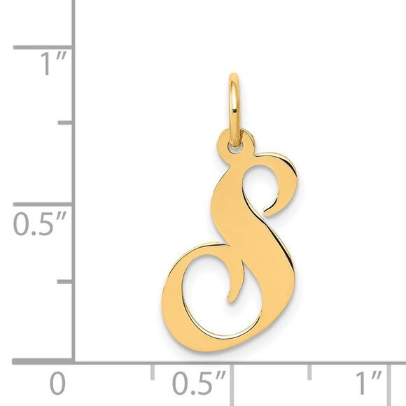 Kazi Luxury 14k Yellow Gold Medium Fancy Script Letter Initial Charm - Picture 3 of 3